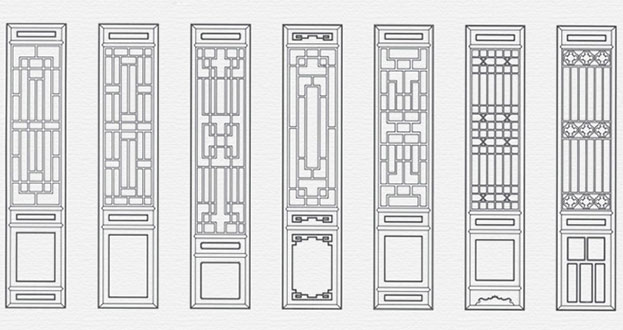 北湖常用中式仿古花窗图案隔断设计图