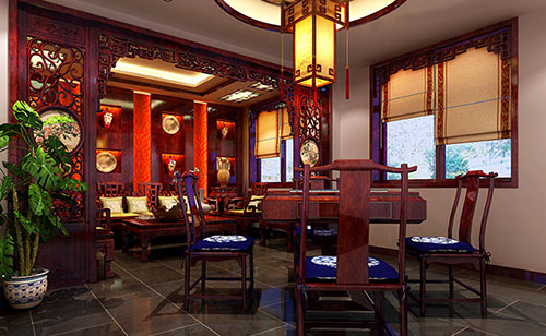 北湖古典中式风格茶楼包间设计装修效果图